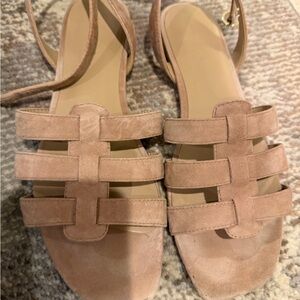 Ann Taylor Nude Suede Strappy Sandals
